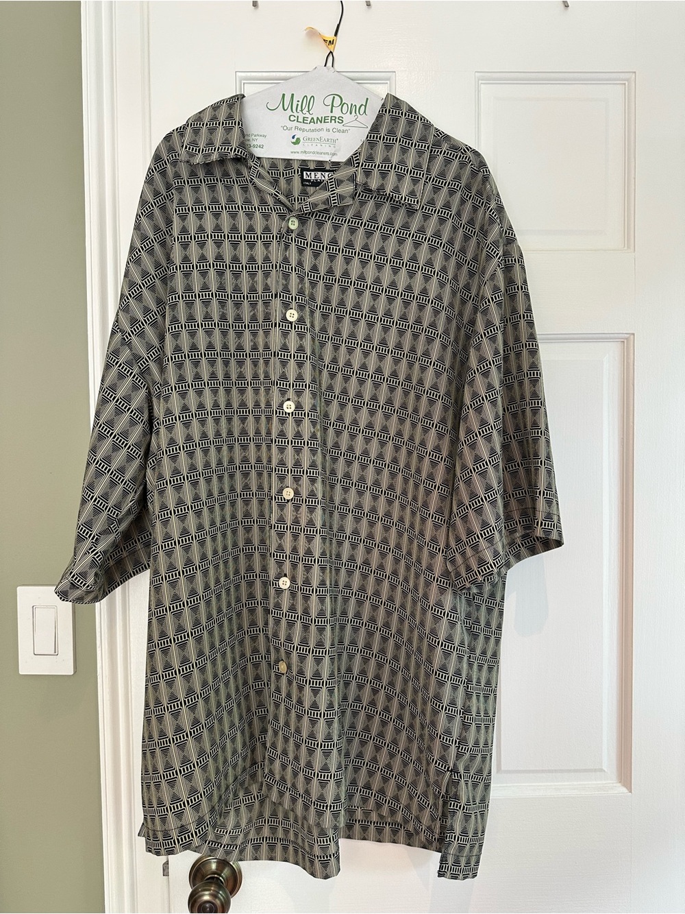 Men's Patterned Short-Sleeve Button-Up Shirt - Gray